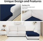 Easy-Going Stretch Sectional Couch Covers 1 Piece Chaise Lounge Slipcover L Shape Separate Cushion Couch Seat Chaise Cover for Both Left/Right Sectional Couch Navy