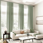 Desert Sage Linen 144 Inch Curtains for Living Room Light Filtering Semi Sheer Curtain Back Tab Rustic Farmhouse Decor Elegant Soft Drapes Floor to Ceiling High Window for Bedroom 52x144, 2 Panels
