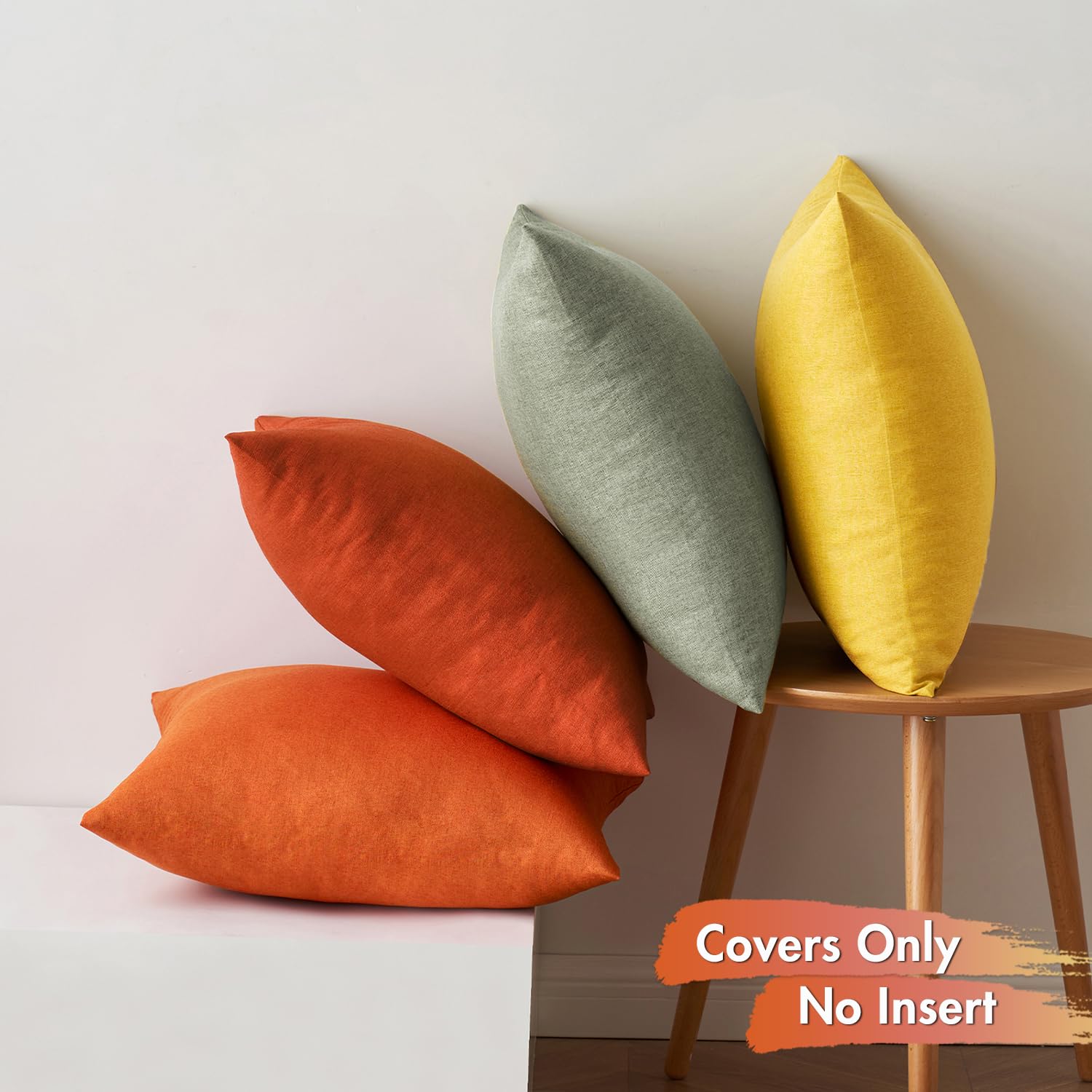 MIULEE Pack of 4 Decorative Outdoor Throw Pillow Covers Linen Waterproof Pillow Covers Summer Farmhouse Cushion Cases for Patio Garden Tent Balcony Couch Sofa 18x18 Inch Rust Green