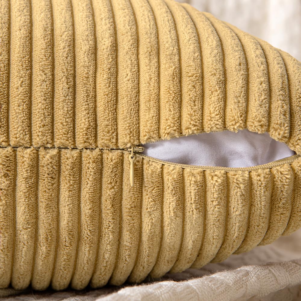 MIULEE Cream Yellow Decorative Throw Pillow Covers for Couch 18x18 Inch