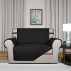 PureFit Reversible Quilted Sofa Cover, Water Resistant Slipcover Furniture Protector, Washable Couch Cover with Non Slip and Elastic Straps for Kids, Dogs, Pets (Oversized Chair, Black/Black)