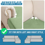 Taque Couch Cover 8-Piece Elastic Velvet Couch Cushion Covers & Chaise Slipcovers for L-Shaped Sofas, Sofa Seat Covers Washable, Soft Cover for Couches (7 Seater + Chaise, Avocado Green)