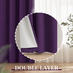 Yakamok 100% Blackout Curtains 38x84 inch Long Purple Window Drapes-Bedroom