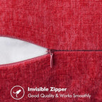 MIULEE Pack of 2 Christmas Pillow Covers 18x18 Inch Red Farmhouse Decorative Throw Pillow Covers with Stitched Edge Soft Chenille Solid Dyed Couch Pillow Covers for Sofa Bed Living Room
