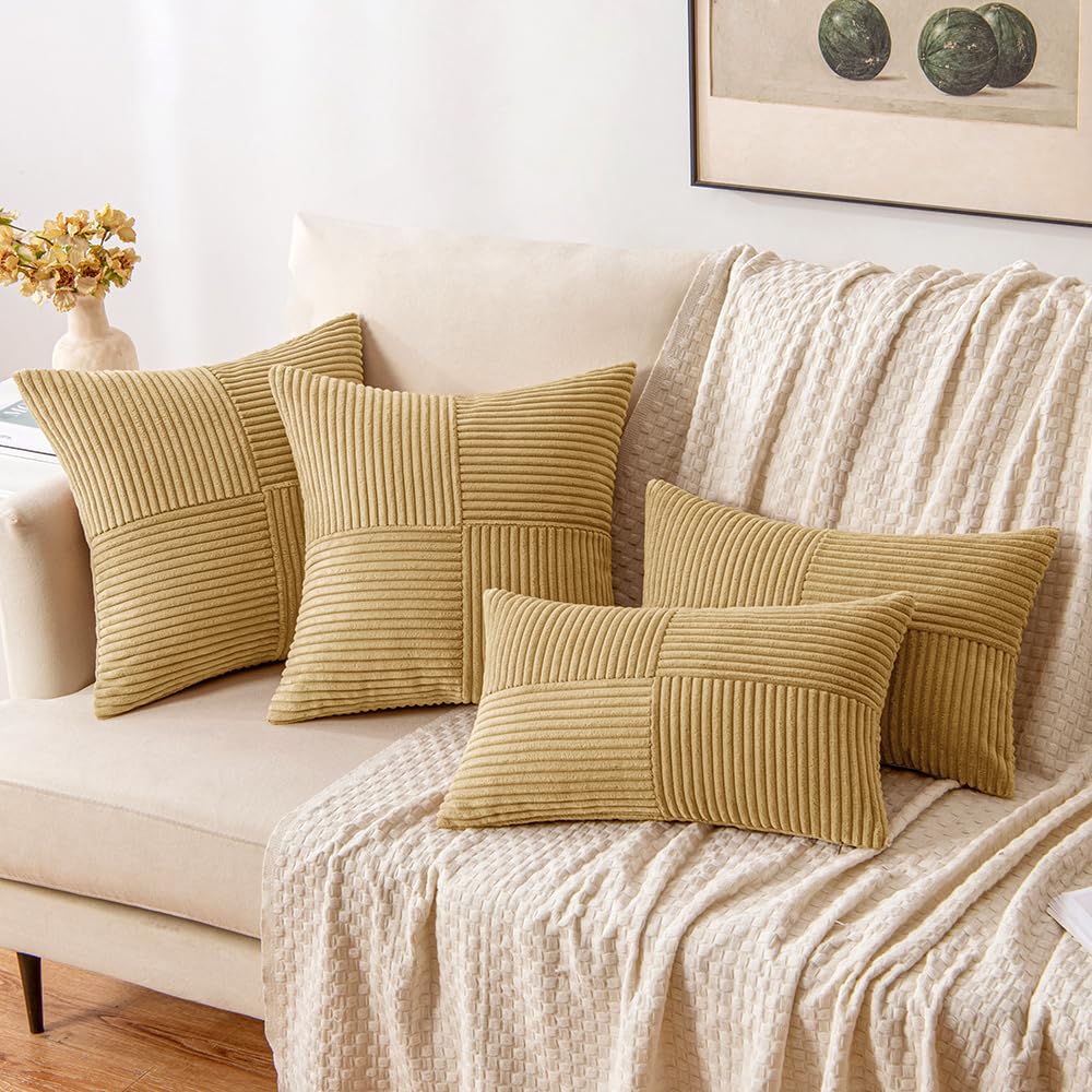 MIULEE Cream Yellow Decorative Throw Pillow Covers for Couch 18x18 Inch