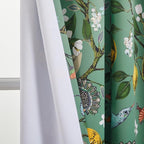 Extra Long 108 Inches Curtains for Large Window Funky Sage Green Tall Light Blocking Fun Floral Hummingbird Leaf Flower Jungle Forest Fancy Grommet Microfiber Lined High Ceiling Curtains 2 Panels 9FT