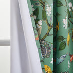 Topfinel 48 Inches Long Short Sage Green Blackout Curtains for Cafe Kitchen, Grommet Room Darkening Luxury Floral Lemon Hummingbird Patterned Waverly Colorful Drapes for Living Room Bedroom