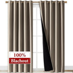 NICETOWN Taupe Full Shade Curtain Panels, Pair of Energy Smart & Noise Blocking Out Blackout Drapes for Dining Room Window, Thermal Insulated Guest Room Lined Window Dressing(Taupe, 70 x 84 inch)