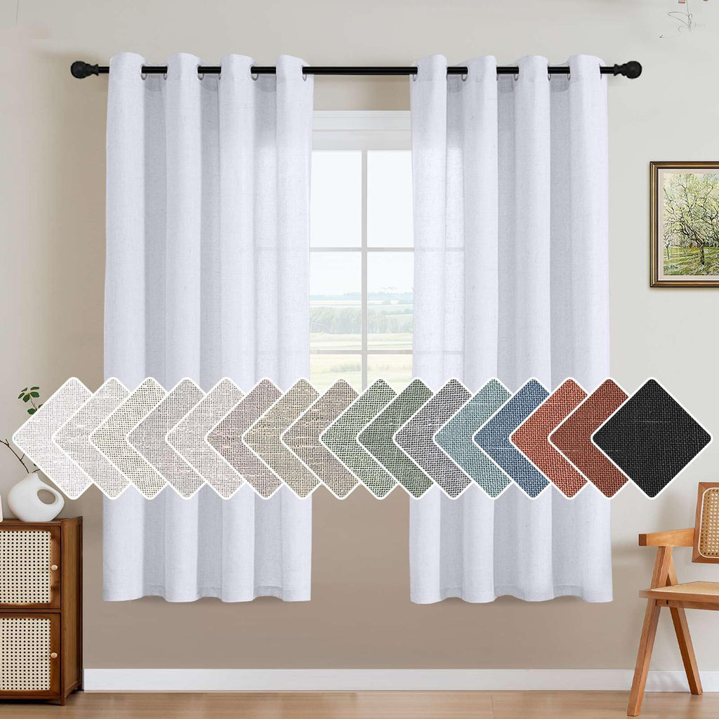 H.VERSAILTEX Living Room Linen Curtains Home Decorative Grommet Curtains Privacy Added Energy Saving Light Filtering Window Treatments Draperies for Bedroom, Bright White, 2 Panels, 52 x 72 - Inch