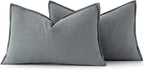 MIULEE Decorative Linen Lumbar Pillow Covers 12x20 Inch Gray Boho Farmhouse Neutral Couch Throw Pillows for Bed Pack of 2 Accent Modern Pillowcase Sofa Livingroom Home Decor