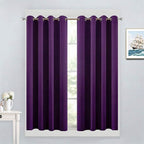 Yakamok Light Blocking Window Blackout Curtains Thermal Insulated Room Darkening Drapes for Bedroom,Solid Grommet Top Window Panels, 52x45 Inch, Purple, One Pair