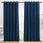 NICETOWN Moroccan Blue Blackout Living Room Curtains 110 inches Long, Grommet Thermal Window Treatments Room Divider Blinds Sound Reducing for Living Room, W66 x L110, 2 Pieces