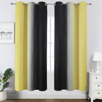 Estelar Textiler Yellow and Black Ombre Blackout Curtains for Bedroom, Thermal Insulated Gradient Blackout Drapes, Full Room Darkening Energy Saving Curtains for Living Room, 42Wx72L, 2 Panels