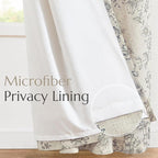 jinchan Lined Linen Blend Curtain Floral Curtains for Living Room 90 Inches Long Grey Peony Flower Printed Curtain Back Tab Farmhouse Patterned Drapes Bedroom Window Curtains Set 2 Panels