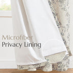 jinchan Grey Floral Linen Light Filtering Curtains for Living Room 90 Inches Long