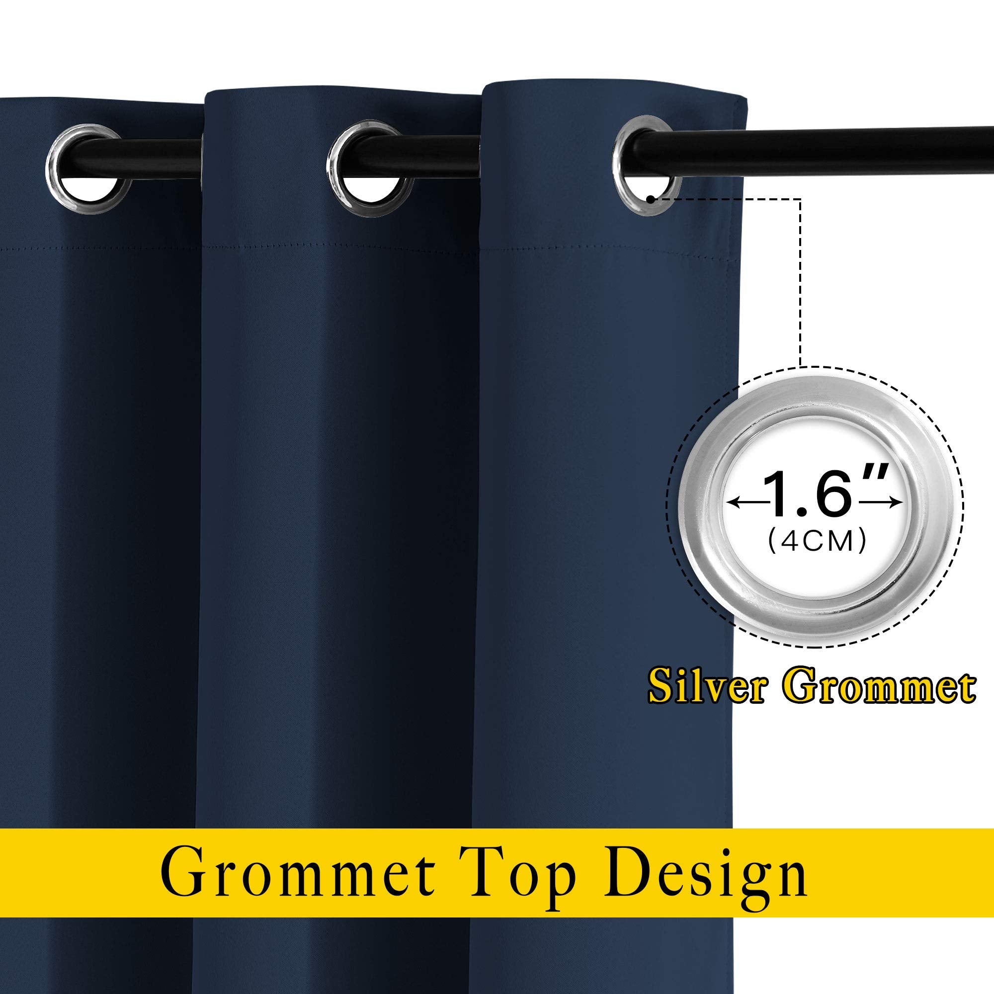 NICETOWN Blackout Curtain Panels 72 - Window Treatment Energy Saving Thermal Insulated Solid Grommet Blackout Drapes for Living Room (Navy, 1 Pair, 46 by 72-Inch)
