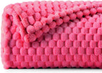 BEDELITE Fleece Twin Blankets for Couch & Bed - 3D Jacquard Decorative Hot Pink Blanket, Super Soft and Cozy Warm Fuzzy Blanket All Seasons Suitable, 60x80Inches