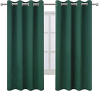 LEMOMO Dark Green Blackout Curtains 66 x 63 Inch Length/Set of 2 Curtain Panels/Thermal Insulated Room Darkening Blackout Curtains for Bedroom