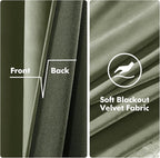 MIULEE Velvet Curtains Sage Green 52 x 108 Inch Length Set of 2