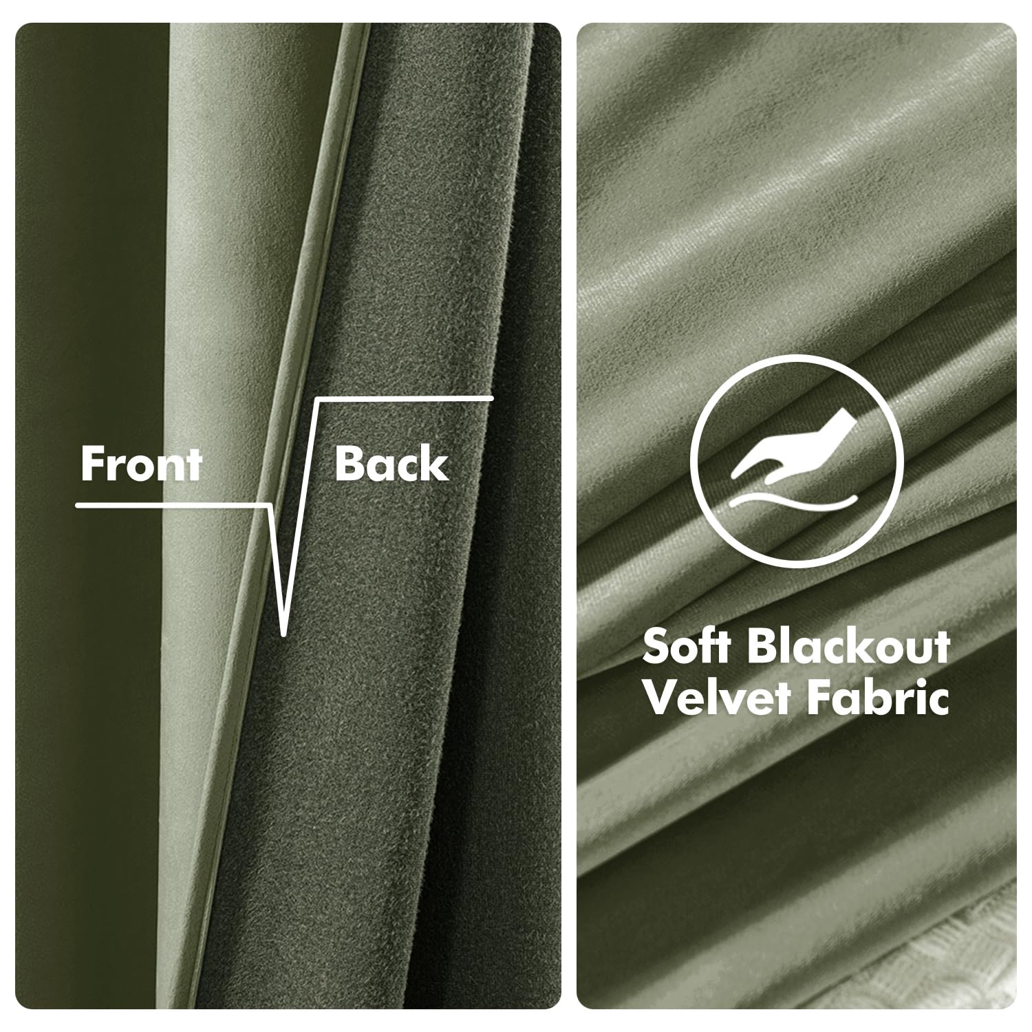 MIULEE Velvet Curtains Sage Green 52 x 63 Inch Length Set of 2