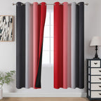 Estelar Textiler Red and Black Ombre Blackout Bedroom Curtains 72 Inch Long