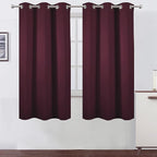 LEMOMO Burgundy Red Thermal Blackout Curtains/38 x 63 Inch/Set of 2 Panels Room Darkening Curtains for Bedroom