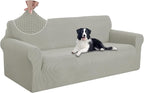 U-NICE HOME Oversized Stretch Sofa Slipcover, Soft Jacquard Fabric Couch Cover, Pet Friendly Furniture Protector, Taupe