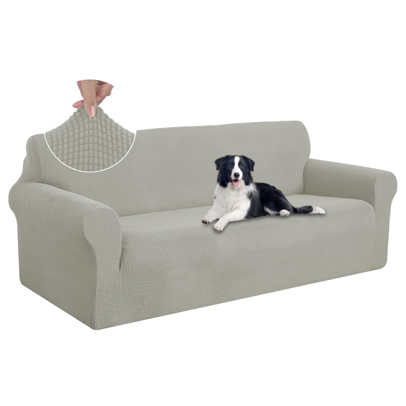 U-NICE HOME Oversized Stretch Couch Cover Slipcover, Taupe