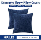 MIULEE Soft Chenille Throw Pillow Covers Navy Blue 20x20 Inch Pack of 2