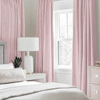 MIULEE Linen Texture Curtains for Bedroom Solid 100% Blackout Thermal Insulated Pink Curtains Grommet Room Darkening Curtains/Draperies for Living Room Nursery 52x84 Inch (2 Panels)