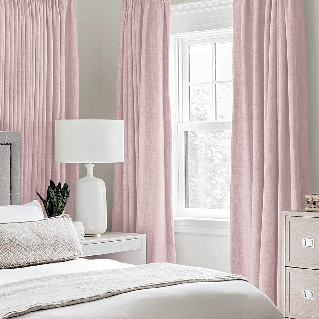 MIULEE 100% Blackout Linen Curtains for Bedroom 52x54 Inches Pink