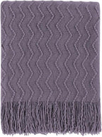 BOURINA Dark Lavender Throw Blanket 60 x80 Inches Throw Textured Solid Soft Sofa Throw Couch Knitted Decorative Blanket