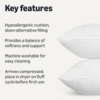 Amazon Basics Square Hypoallergenic Pillow Insert, Down Alternative Fiberfill, Sofa Bed Couch Decorative Stuffer, 20", 4-Pack