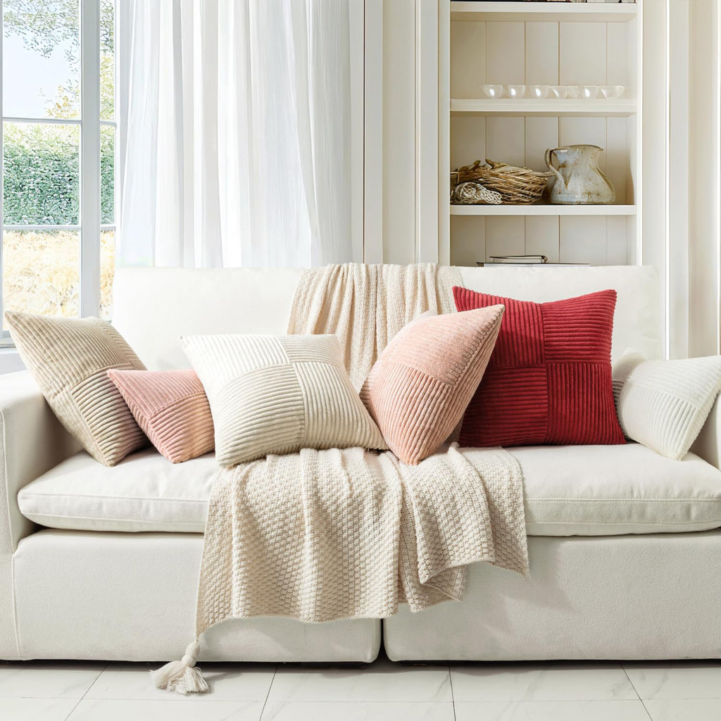 MIULEE Cream White Decorative Lumbar Throw Pillow Covers 14x24 Inch 2 Pack