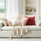 MIULEE Cream White Decorative Lumbar Throw Pillow Covers 14x24 Inch 2 Pack
