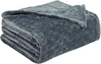 TOONOW Fleece Blanket Textured Fuzzy Plush Throw Blanket Super Soft Fluffy Bed Blanket Geometric Pattern Comfy Microfiber Flannel Blankets for Couch, Bed, Sofa (Grey Blue, Throw-50" x 60")