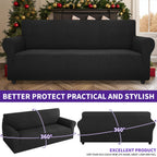 ZNSAYOTX Super Stretch Couch Cover (72"-92") Universal Sofa Covers with Elastic Bottom, Dog Cat Pets Friendly Washable Furniture Protector Fitted Sofa Slipcovers Stay in Place (Black, Sofa)