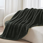 BEDELITE Twin Blanket for Couch & Bed, 300GSM Soft & Warm Fleece Blanket, Decorative and Giftable Striped Charcoal Grey Blankets for Women, Men, 60"x80"