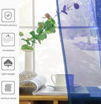 SpaceDresser Basic Rod Pocket Sheer Voile Window Curtain Panels Sapphire 1 Pair 2 Panels 52 Width 36 Inch Long for Kitchen Bedroom Children Living Room Yard（Sapphire, 52W x 36L）