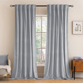MIULEE Greyish White Velvet Curtains 90 inches 2 Panels - Luxury Blackout Curtains for Bedroom Living Room Thermal Insulated Super Soft Window Drapes Rod Pocket & Back Tab, W 52 x L 90 inch