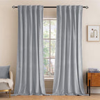 MIULEE Greyish White Velvet Curtains 90 inches 2 Panels - Luxury Blackout Curtains for Bedroom Living Room Thermal Insulated Super Soft Window Drapes Rod Pocket & Back Tab, W 52 x L 90 inch
