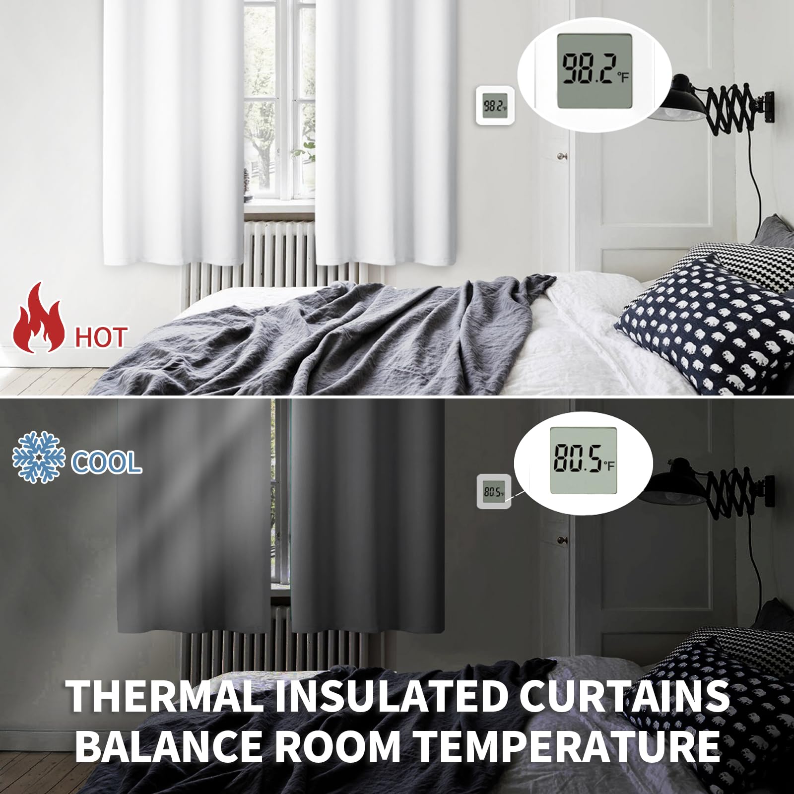BGment Pure White Room Darkening Curtains 84 Inch for Living Room 2 Panels