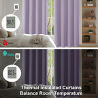 Simplebrand Lilac Blackout Curtains for Bedroom 96 Inches Long 2 Panels, Solid Thermal Insulated, Energy Saving Living Room Window Treatment Curtains Blackout Drapes, W50 x L96 Inch, Lilac