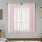 OVZME Blush Pink Sheer Curtains 54 Inches Long 2 Panels - Soft Light Filtering Window Sheer Panels for Living Room/Bedroom, Top Dual Rod Pocket, 1 Pair, Each 42Wx54L Inches