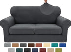 XINEAGE 2026 New 3 Pieces Couch Covers for 2 Cushion Sofa Super Stretch Loveseat Slipcover Pet Dog Universal Slip Cover Anti Slip Love Seat Furniture Protector (Dark Gray, 55"-69")