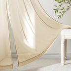 MIULEE Cream Sheer Curtains 63 Inches Long 4 Panels 42 x 63 Inches