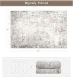 Beige Grey Washable Rugs 6x9 Area Rugs for Living Room,Bedroom,Dining Room