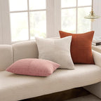 MIULEE Dark Rust Decorative Throw Pillow Covers 20x20 Inch for Couch Bed Sofa Pack of 2 Terracotta Boho Farmhouse Throw Pillows Fall Soft Cross Corduroy Patchwork Textured Cushion Cases