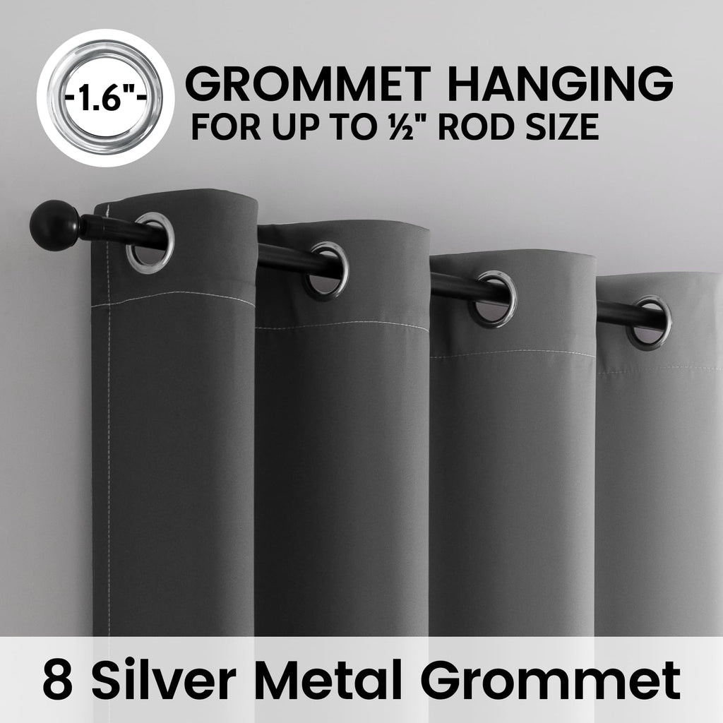 SimpleHome 100% Blackout Ombre Bedroom Curtains Grey and Greyish White,96L