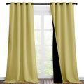 NICETOWN 100% Blackout Blinds, Set of 2, 46 inches x 96 inches, Laundry Room Decor Window Treatment Curtains for Large Patio Sliding Door, Thermal Insulated Paler Yellow Curtains for Bedroom